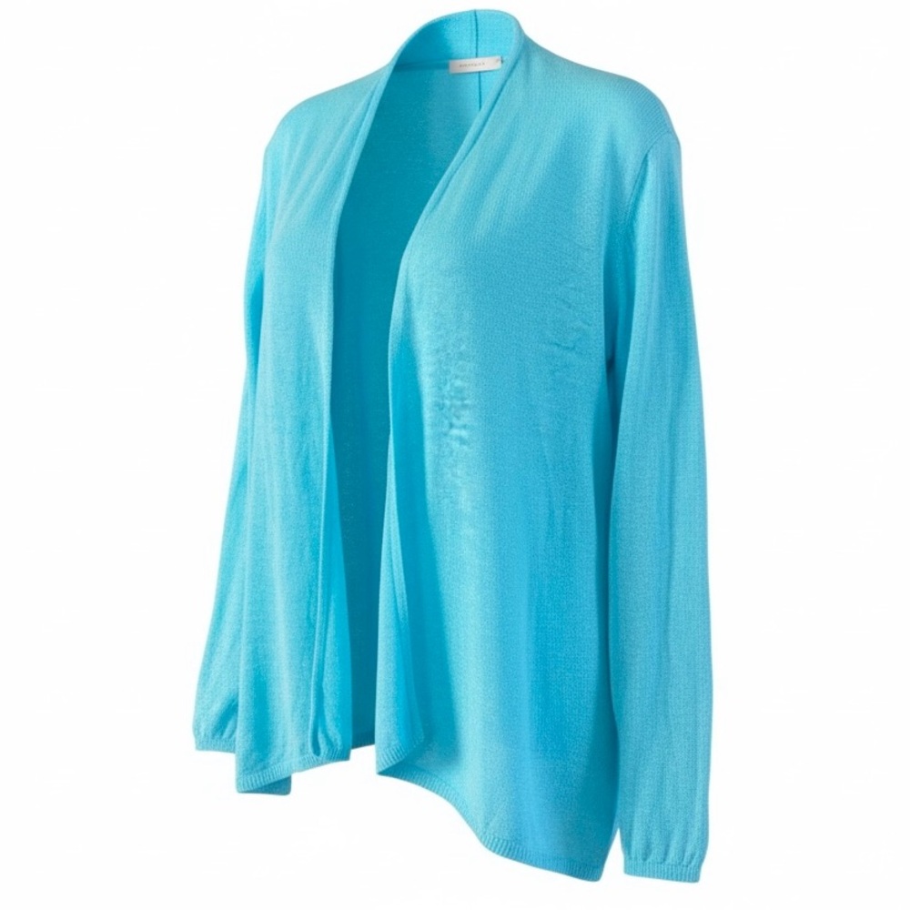 Eileen Fisher Blue Linen Cardigan XS Open Front Lightweight Relaxed Sweater - Picture 3 of 10